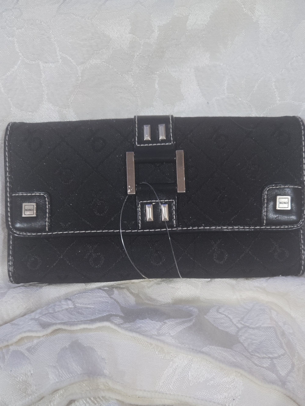 XOXO Black Quilted Wallet with Silver Hardware